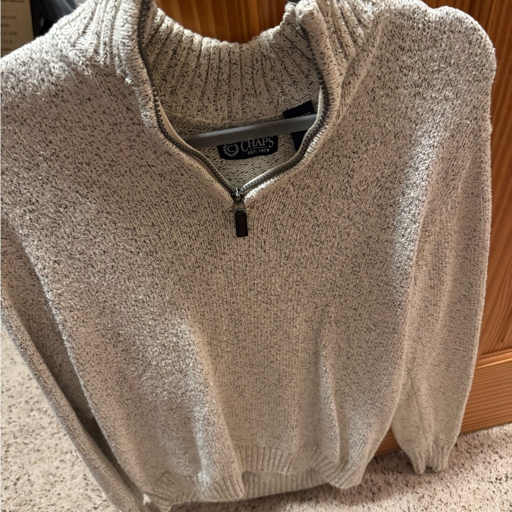 Chaps Heathered Gray Half-Zip Pullover
